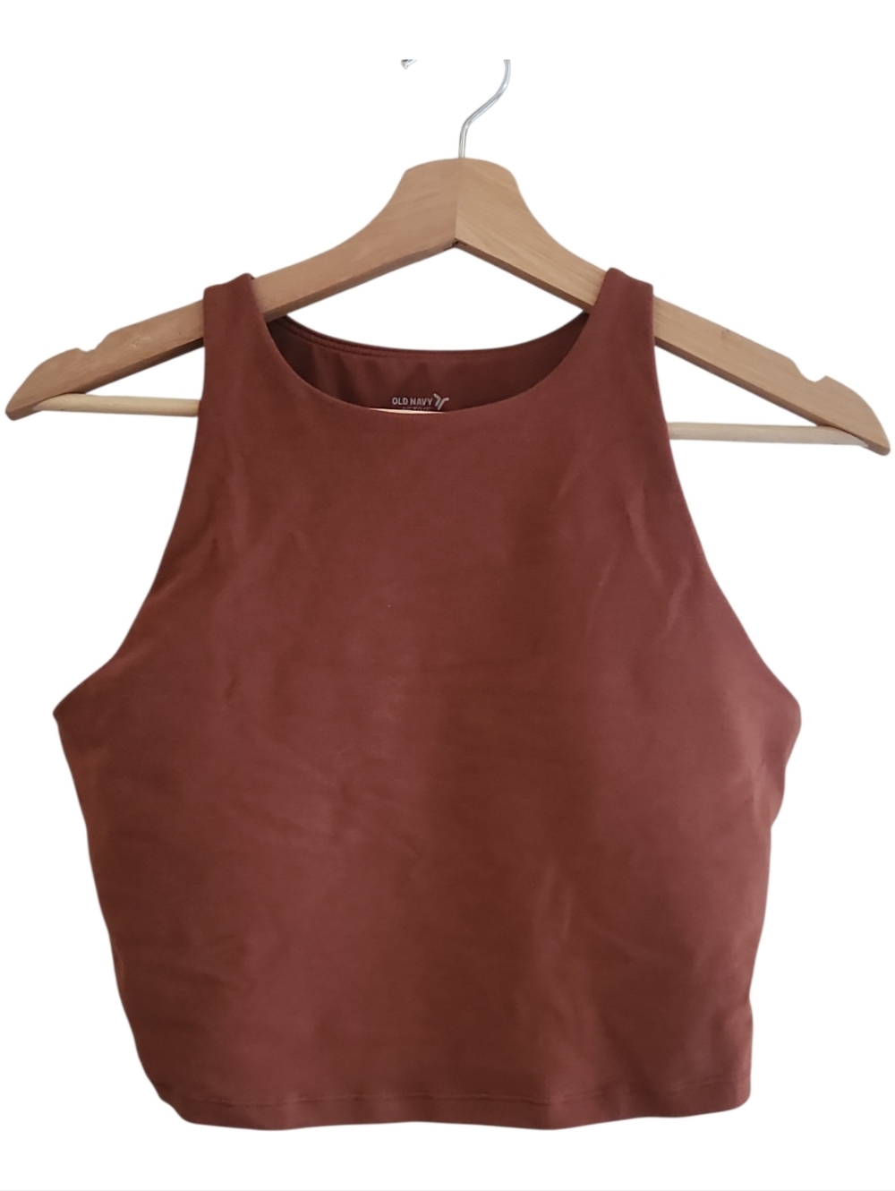 Old Navy Active Powerchill Sports Bra High Neck Padded Rust Brick Color Large